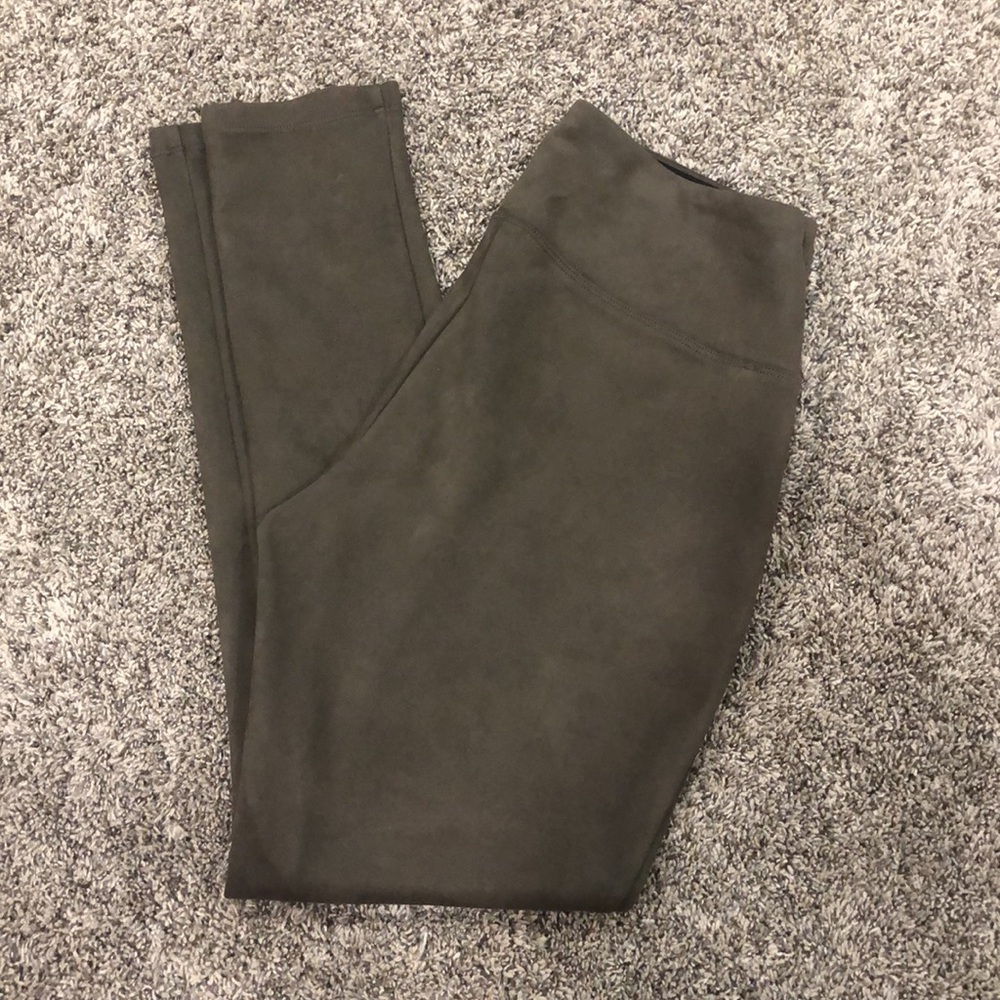 APT.9 Olive Green Suede Skinny Pants With Thick Elastic Waist Band Size Small